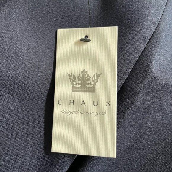 Chause Womens Classic Career Blazer  Blue White trim Tailored Jacket Size L New - Picture 10 of 10